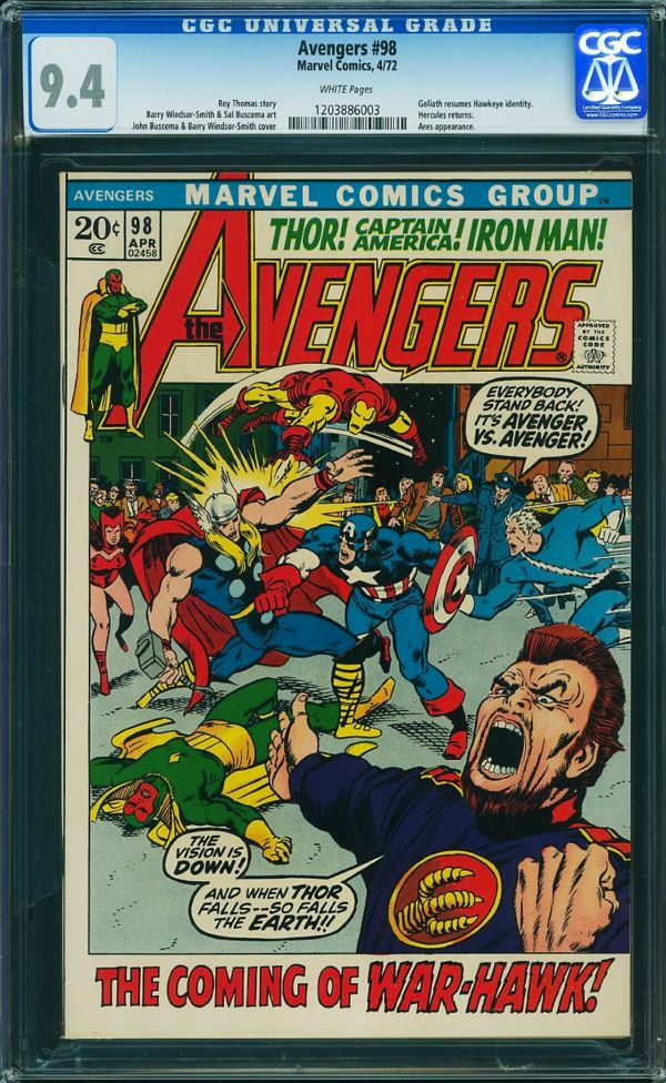Image for Avengers #98 CGC 9.4