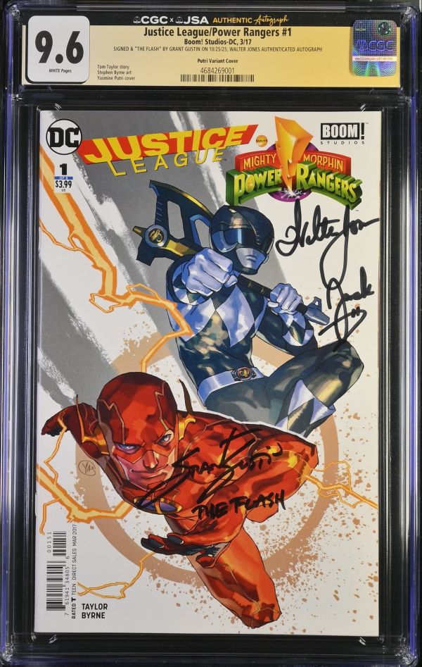 Image for Justice League/Power Rangers #1 CGC 9.6 Signed by Grant Gustin
