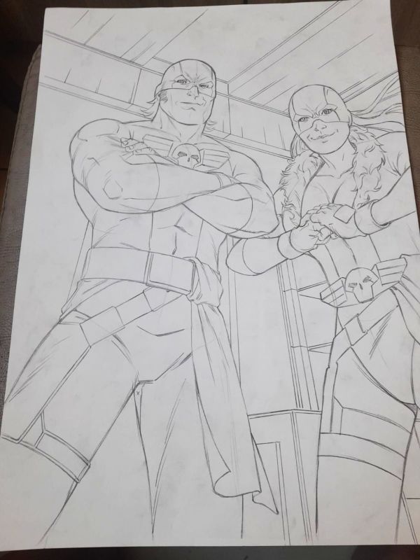 Image for Force Fist and Knuckle Buster Original Pencil Art by Marcio Fiorito