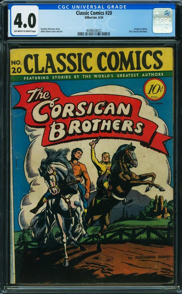 Image for Classic Comics #20 The Corsican Brothers CGC 4.0