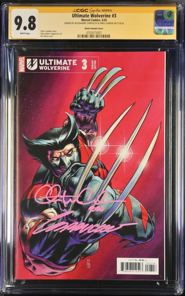 Image for Ultimate Wolverine #3 CGC 9.8 Signed by Alessandro Cappuccio & Chris Condon