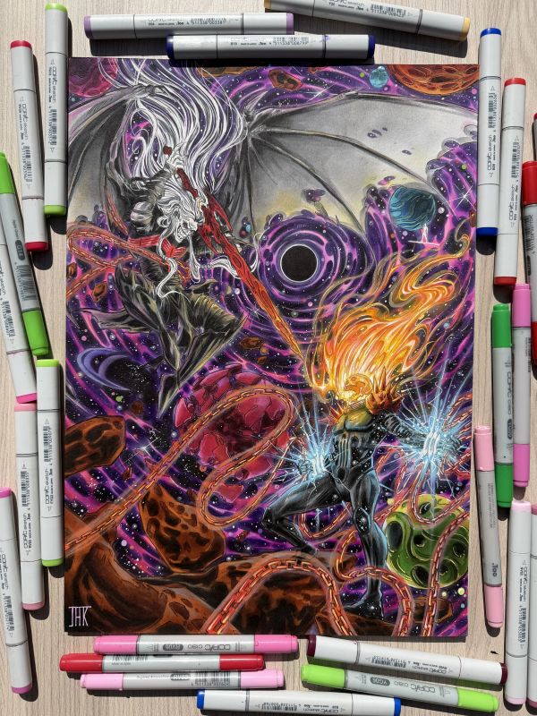Image for Knull vs Cosmic Ghost Rider 11"x17" - by JAK