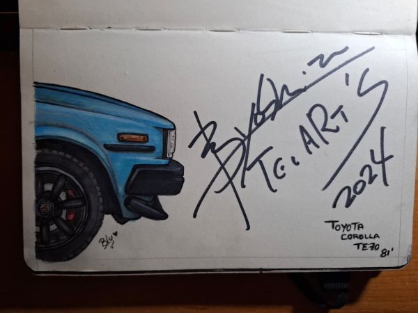 Image for Toyota Corolla TE70 Sketch Signed by Yoshinori Kamata
