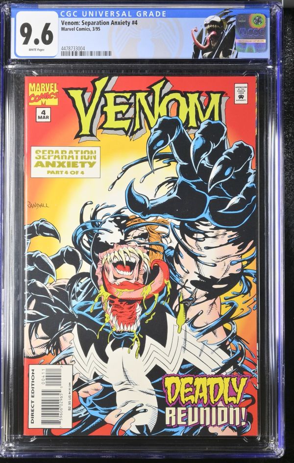 Image for Venom: Separation Anxiety #4 | CGC 9.6 | Universalspine stress lines right top of back coverScream appearance."Death" of Phage & Riot.Howard Mackie storyRon Randall & Sam de la Rosa artRon Randall cover