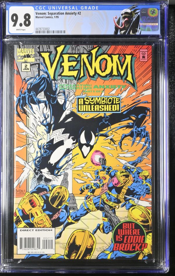 Image for Venom: Separation Anxiety #2 | CGC 9.8 | UniversalScream, Phage, Riot, Lasher &Agony appearance.Marvel subscription insert included.Howard Mackie storyRon Randall & Sam de la Rosa cover & art