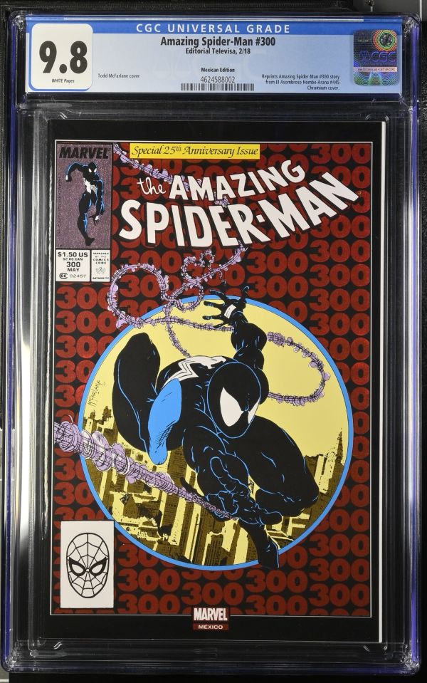 Image for Amazing Spider-Man #300 | Mexican Edition | CGC 9.8 | UniversalReprints Amazing Spider-Man #300 storyfrom El Asombroso Hombe-Arana #445Chromium cover.Todd McFarlane cover