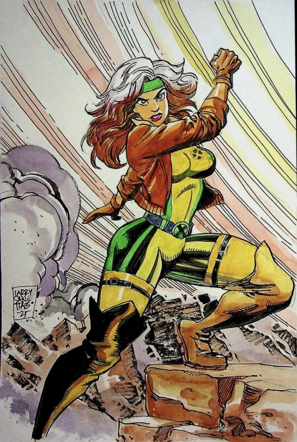 Image for Rogue Marvel Comics Larry Santiago SIGNED Hand Painted Pinup