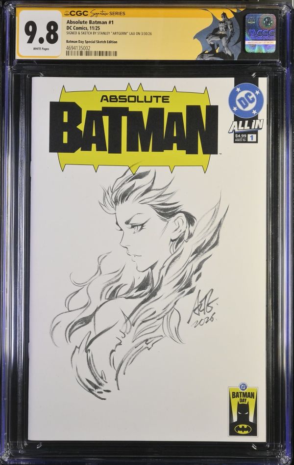 Image for Absolute Batman #1 CGC 9.8 Signed & Sketched by Stanley "Artgerm" Lau