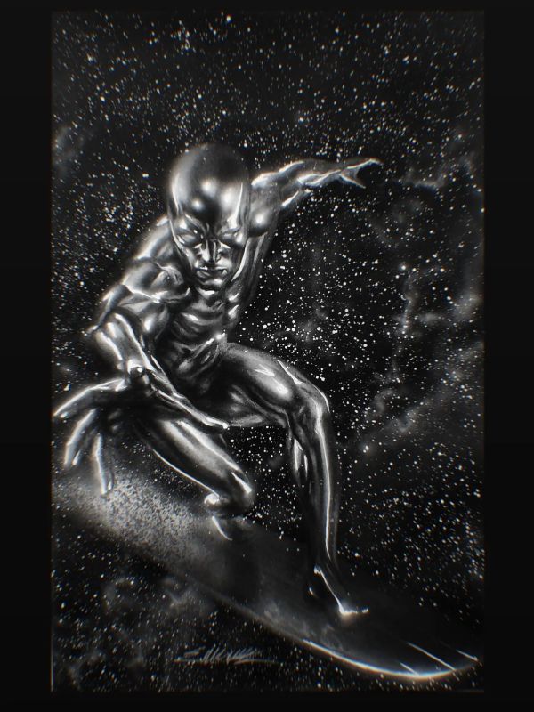 Image for Fantastic four sketch cover turned in a virgin cover - silver Surfer charcoal by Manu Silva 