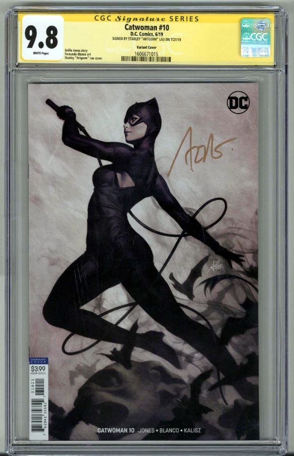 Image for CATWOMAN #10 CGC 9.8 SS SIGNED STANLEY ARTGERM LAU VARIANT COVER EDITION RARE