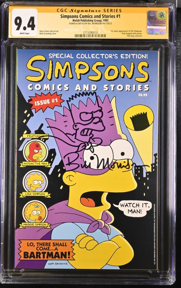 Image for Simpsons Comics and Stories #1 CGC 9.4 Signed & Sketched by Bill Morrison