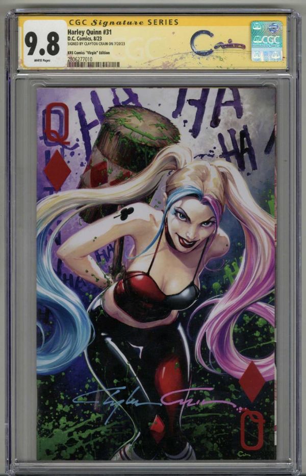 Image for HARLEY QUINN #31 CGC 9.8 SS SIGNED CLAYTON CRAIN VIRGIN VARIANT LOW POP RARE