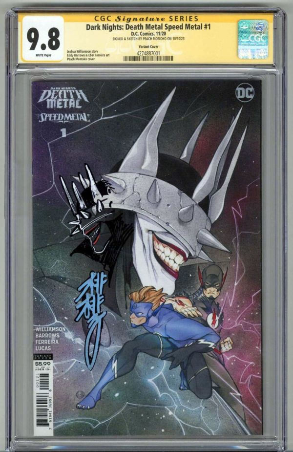 Image for DARK KNIGHTS DEATH SPEED METAL #1 CGC 9.8 SS SIGNED REMARK SKETCH PEACH MOMOKO