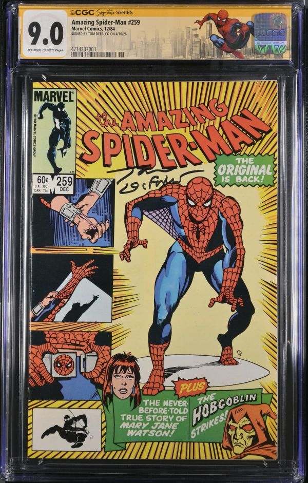 Image for Amazing Spider-Man #259 CGC 9.0 Signed by Tom Defalco