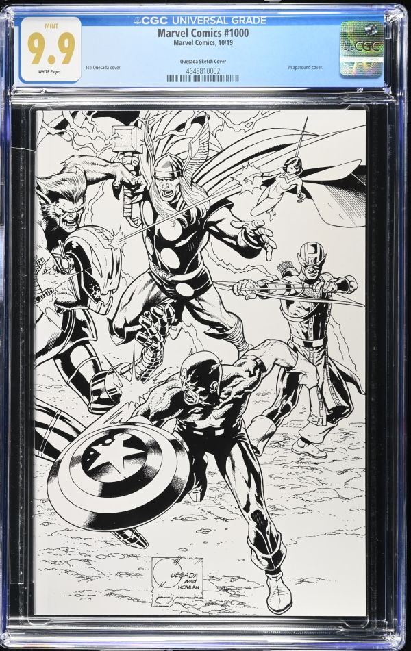 Image for Marvel Comics #1000 CGC 9.9 Joe Quesada 1:500 incentive Sketch Wraparound Variant