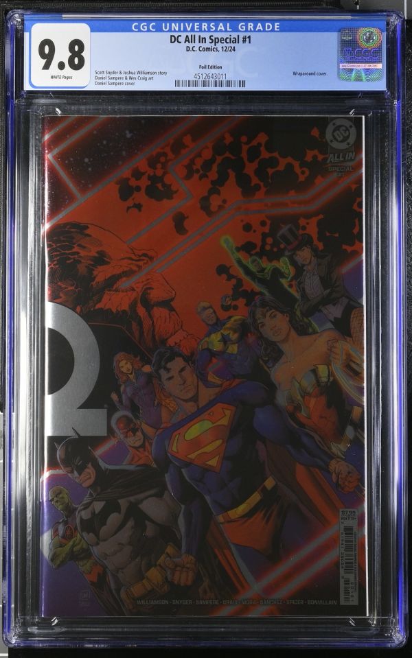 Image for DC All In Special #1 | Foil Edition | CGC 9.8 | UniversalWraparound cover.Scott Snyder & Joshua Williamson storyDaniel Sampere & Wes Craig artDaniel Sampere cover