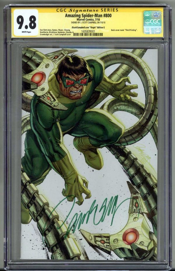 Image for AMAZING SPIDER-MAN #800 CGC 9.8 SS SIGNED J SCOTT CAMPBELL VIRGIN VARIANT G RARE
