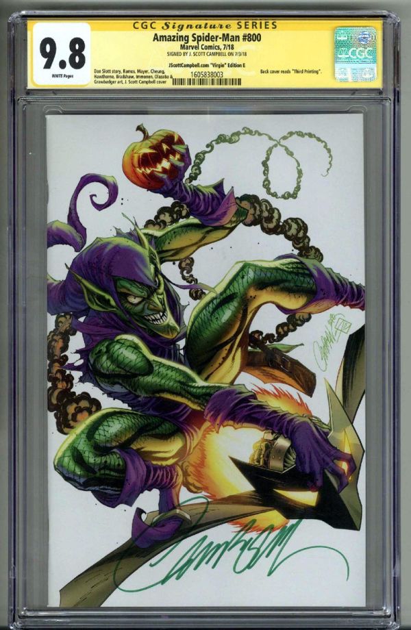 Image for AMAZING SPIDER-MAN #800 CGC 9.8 SS SIGNED J SCOTT CAMPBELL VIRGIN VARIANT E RARE