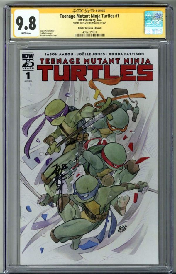 Image for TEENAGE MUTANT NINJA TURTLES #1 CGC 9.8 SS SIGNED PEACH MOMOKO 1:100 RATIO RARE