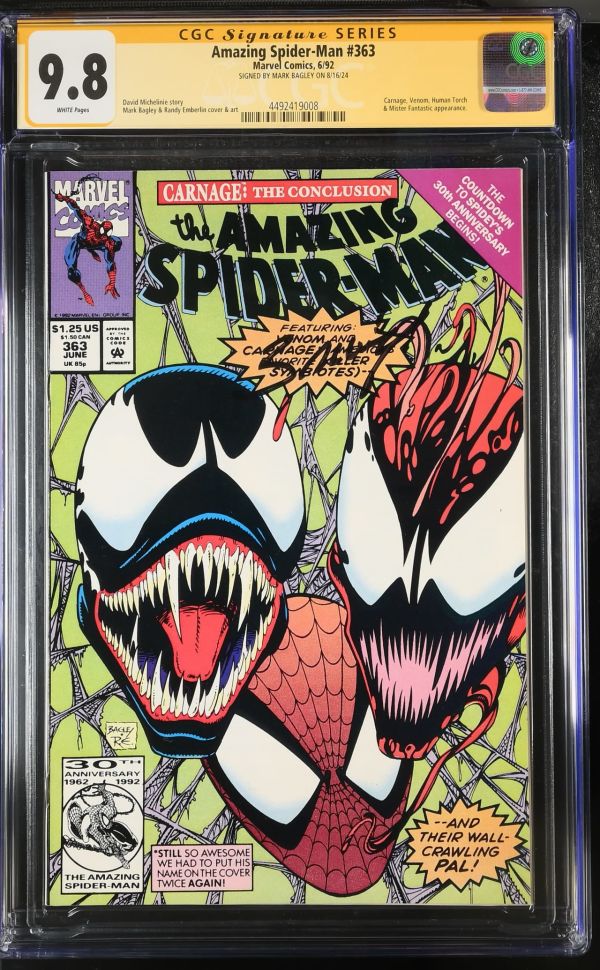 Image for Amazing Spider-Man #363 CGC 9.8 Signed by Mark Bagley