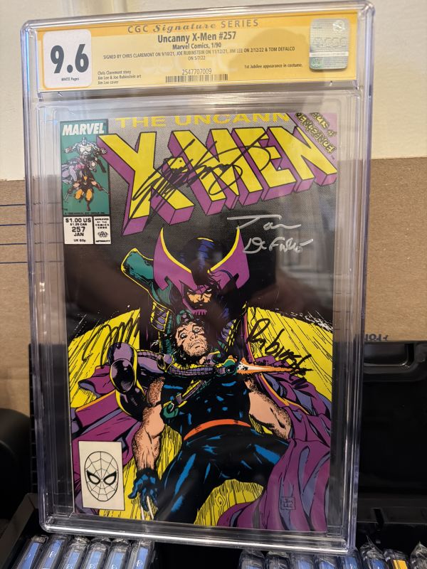 Image for Uncanny X-Men #257 CGC 9.6 Signed by Chris Claremont, Joe Rubinstein, Jim Lee & Tom DeFalco