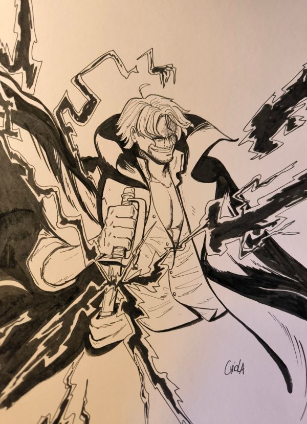 Image for Red-Haired Shanks by Valerio Chiola. Ink on Fabriano Bristol 250 paper 8,27 x 11,69 inches (21 x 29,7 cm). 