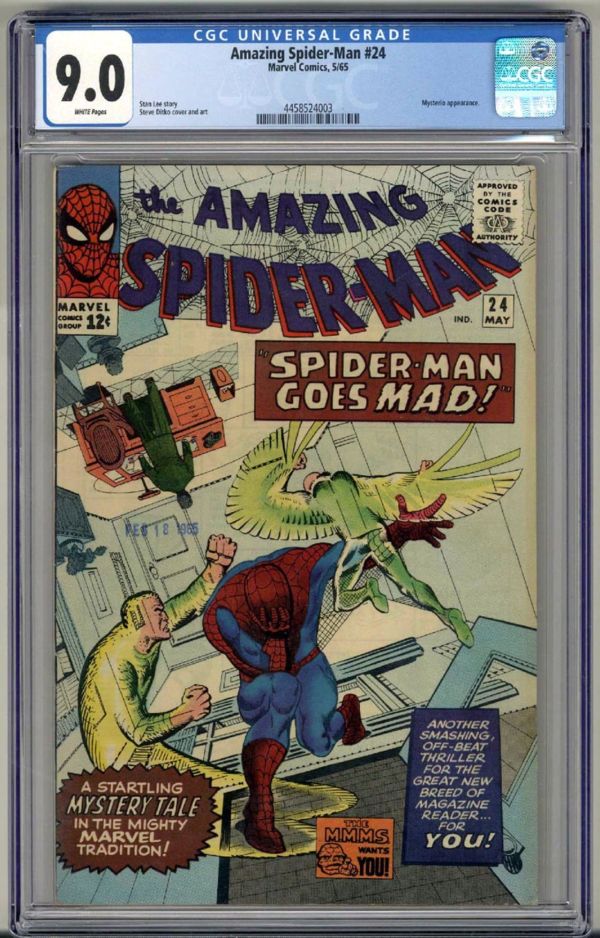 Image for AMAZING SPIDER-MAN #24 CGC 9.0 WHITE PAGES MARVEL 5/65 STEVE DITKO HIGH GRADE