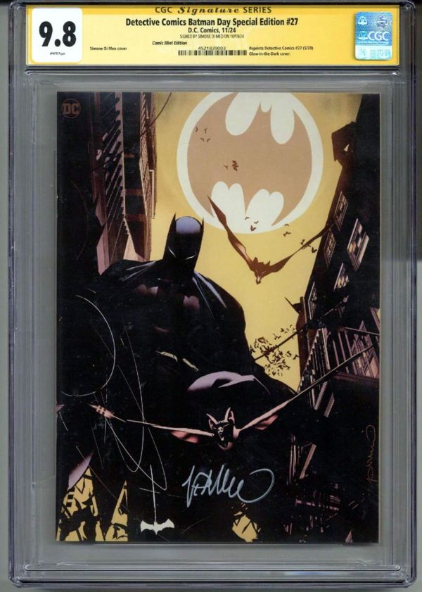 Image for DETECTIVE COMICS BATMAN 27 CGC 9.8 SS SIGNED SIMONE DI MEO NYCC GLOW IN THE DARK