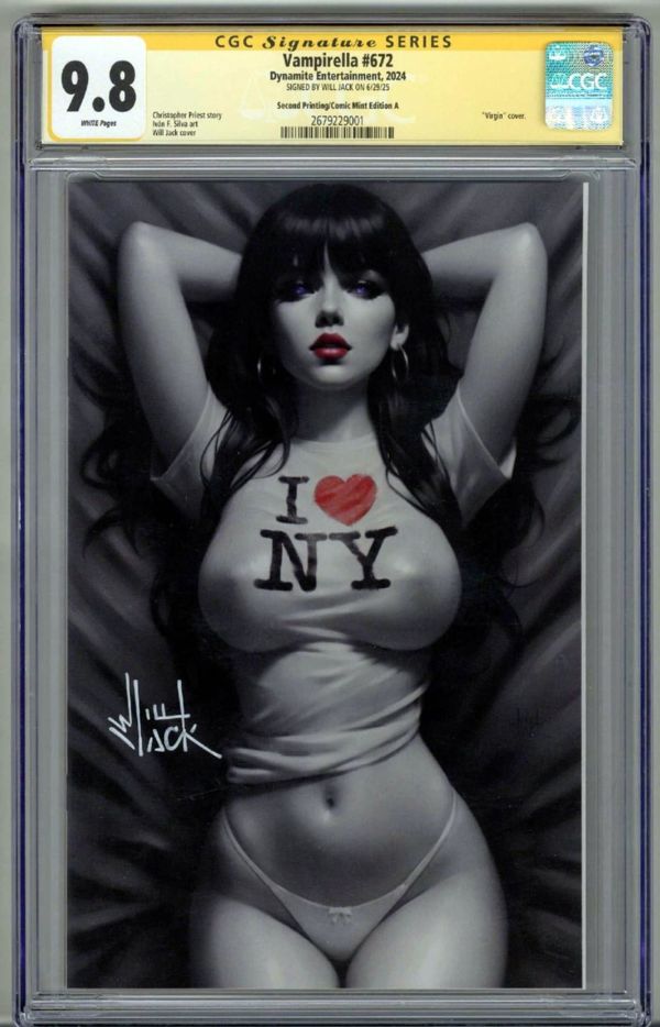 Image for VAMPIRELLA #672 CGC 9.8 SS SIGNED WILL JACK VIRGIN COVER I LOVE NY VERY RARE