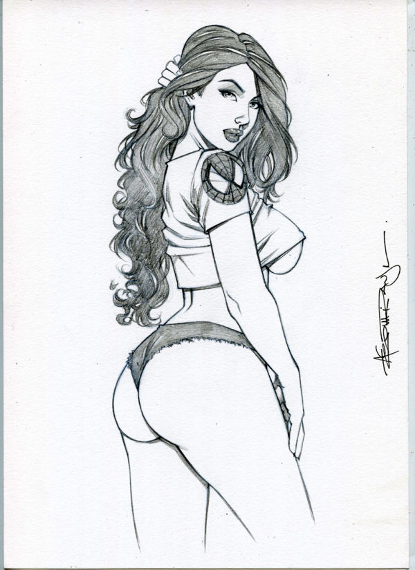 Image for 8,5x11" MARY JANE SPIDER MAN SK#3786 ORIGINAL PINUP GIRL by ALEX MIRANDA