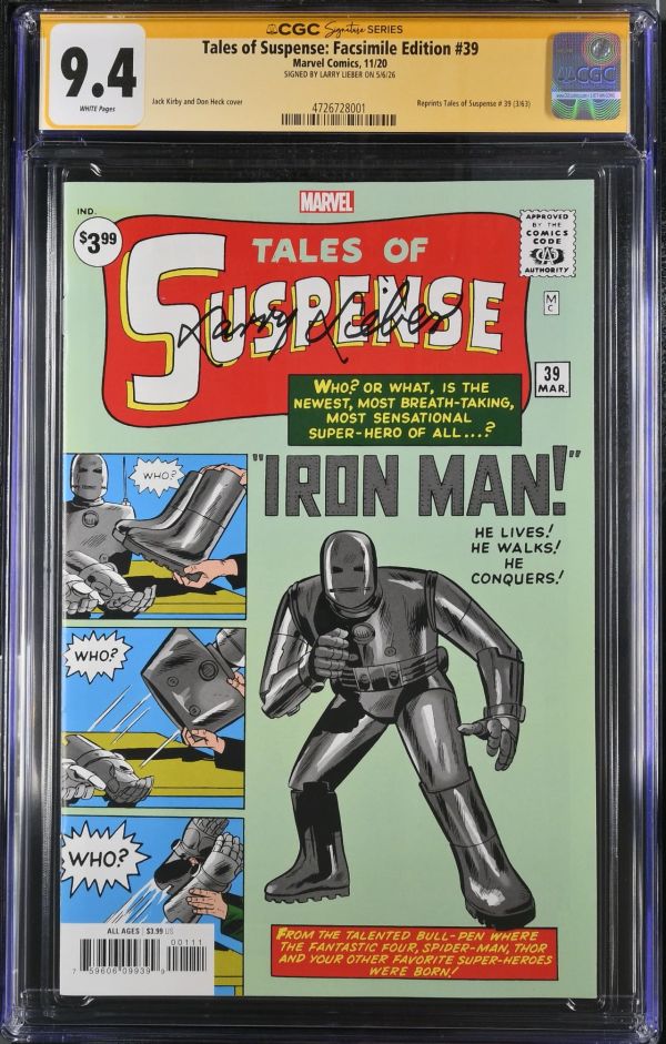 Image for Tales of Suspense: Facsimile Edition #39 CGC 9.4 Signed by Larry Lieber