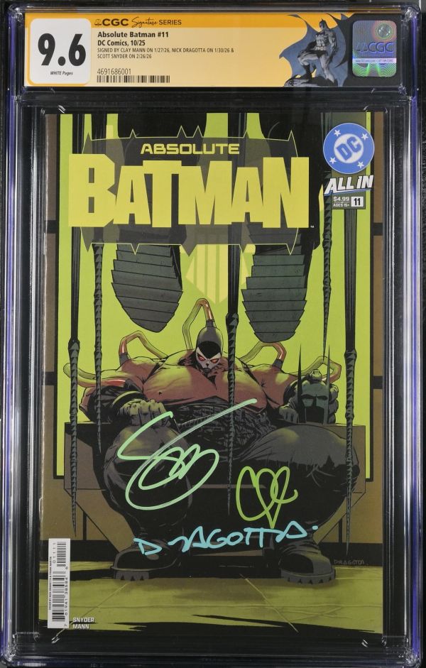 Image for Absolute Batman #11 CGC 9.6 Signed by Clay Mann, Nick Dragotta, and Scott Snyder