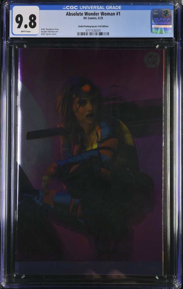 Image for Absolute Wonder Woman #1 Sixth Printing Spears Foil Edition CGC 9.8