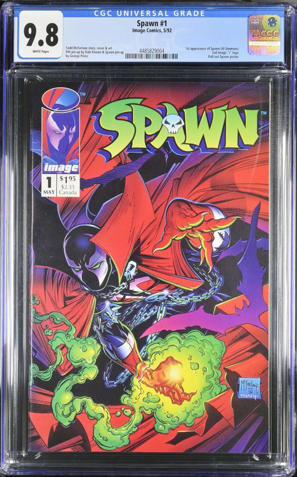 Image for Spawn #1 | CGC 9.8 | Universal1st appearance of Spawn (Al Simmons).2nd Image "i" logo.Pull-out Spawn poster.Todd McFarlane story, cover & artPitt pin-up by Dale Keown & Spawn pin-upby George Perez
