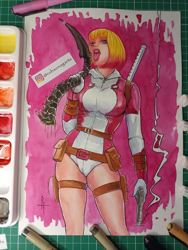 Image for Gwenpool vs Xenomorph Alien Art by Robson Aguiar