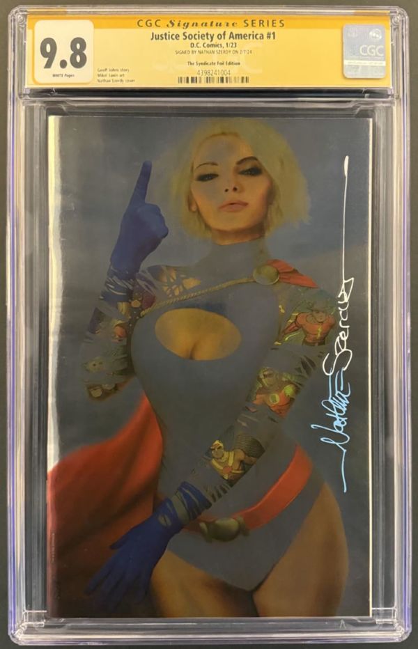 Image for JUSTICE SOCIETY OF AMERICA #1 CGC 9.8 SS SIGNED NATHAN SZERDY VIRGIN TATTOO FOIL