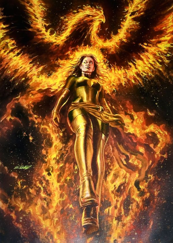 Image for X-Men Jean Grey Phoenix acrylics 11x17 by Manu Silva 