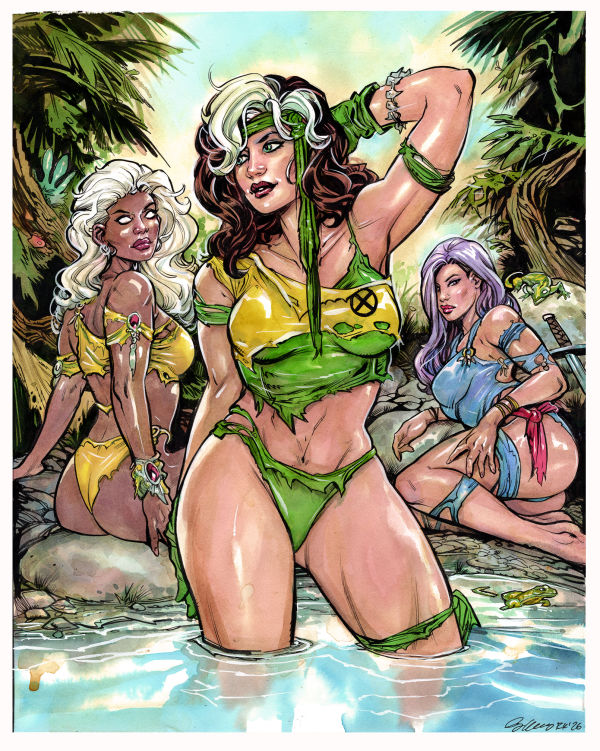 Image for X-Men SAVAGE LAND Featuring Rogue, Storm and Psylocke color sketch by Ryan Kelly!