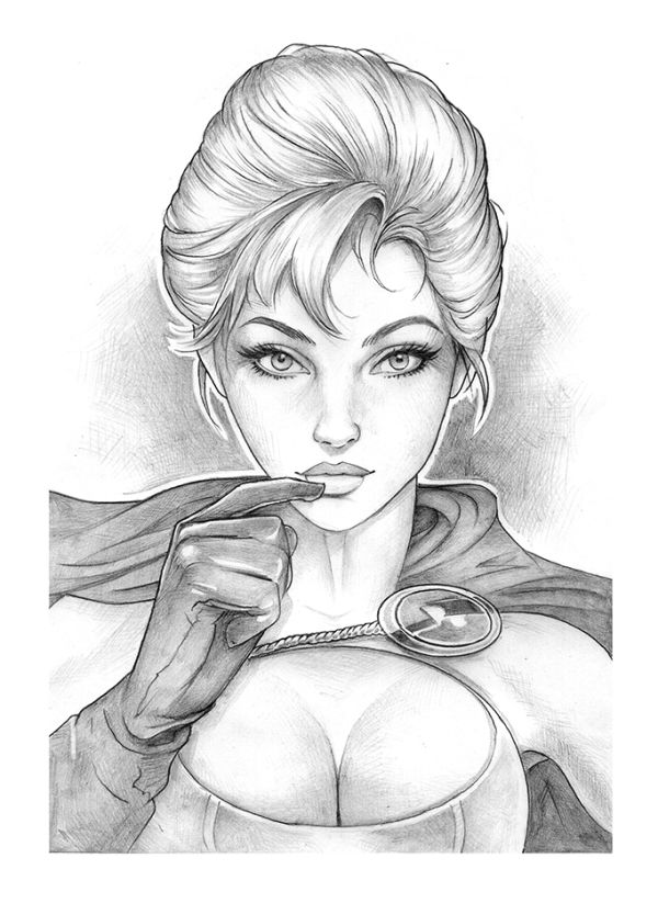 Image for Sexy "Power Girl" original portrait sketch from Dave Nestler
