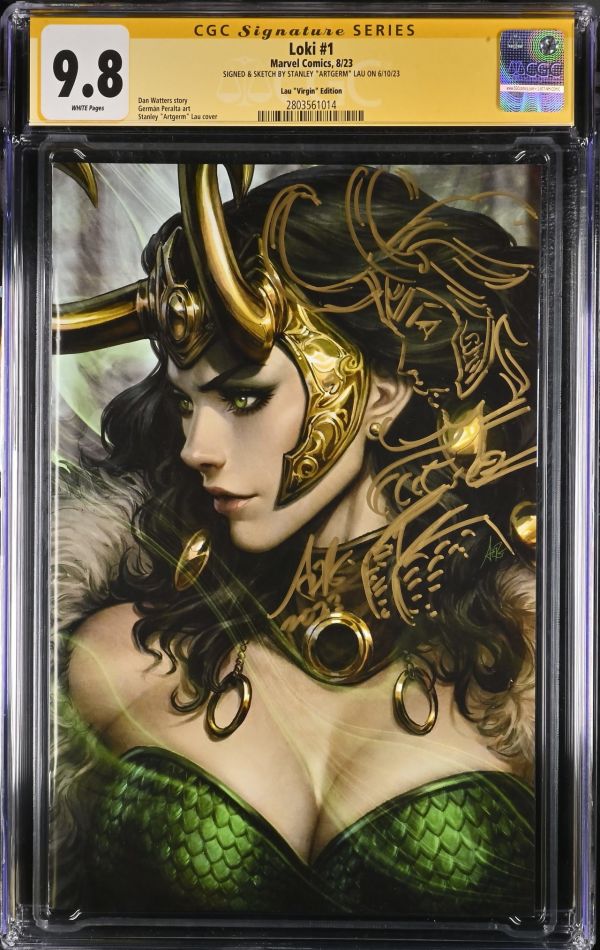 Image for Loki #1 | Lau "Virgin" Edition | CGC 9.8 | Signature SeriesSIGNED & SKETCH BY STANLEY "ARTGERM" LAU ON 6/10/23Loki #27Dan Watters storyGerman Peralta artStanley "Artgerm" Lau cover