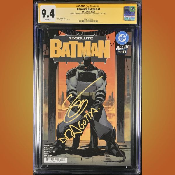 Image for ABSOLUTE BATMAN #1 CGC 9.4 Matching label signatures by Nick Dragotta & Scott Snyder
