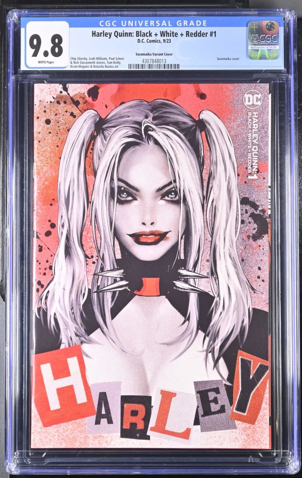 Image for Harley Quinn: Black + White + Redder #1 | Sozomaika Variant Cover | CGC 9.8 | UniversalSozomaika coverChip Zdarsky, Leah Williams, Paul Scheer& Nick Giovannetti stories, Tom Reilly,Kevin Maguire & Natacha Bustos art