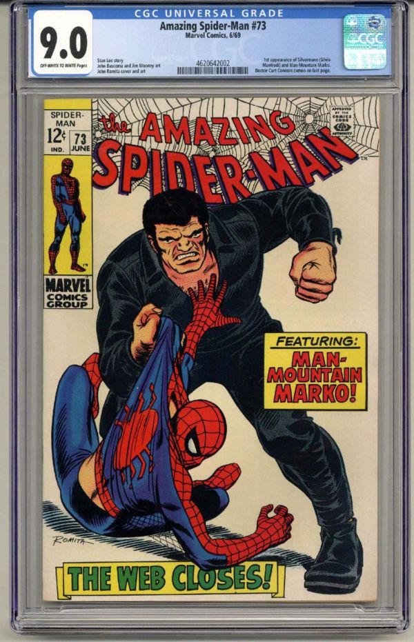 Image for AMAZING SPIDER-MAN #73 CGC 9.0 OW/W PAGES MARVEL 6/69 1st SILVERMANE HIGH GRADE