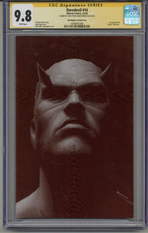 Image for DAREDEVIL #14 CGC 9.8 SS SIGNED JOHN TYLER CHRISTOPHER JTC VIRGIN FOIL VARIANT