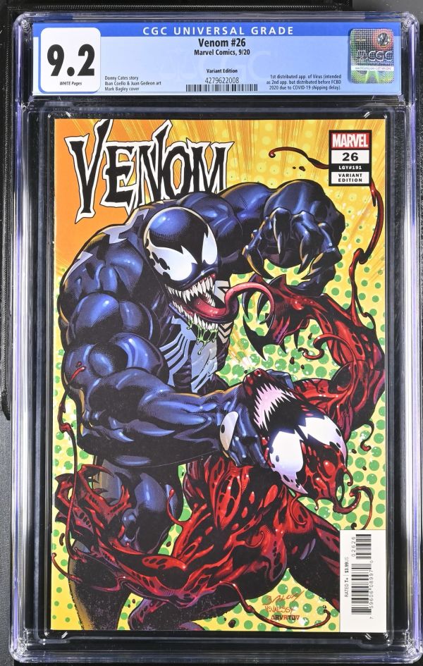 Image for Venom #26 | Variant Edition | CGC 9.2 | Universal1st distributed app. of Virus (intendedas 2nd app. but distributed before FCBD2020 due to COVID-19 shipping delay).Donny Cates storyIban Coello & Juan Gedeon artMark Bagley cover