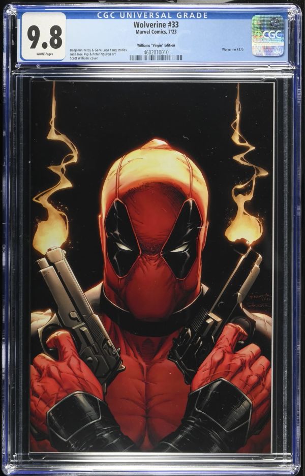 Image for Wolverine #33 | Williams "Virgin" Edition | CGC 9.8 | UniversalWolverine #375Benjamin Percy & Gene Luen Yang storiesJuan Jose Ryp & Peter Nguyen artScott Williams cover