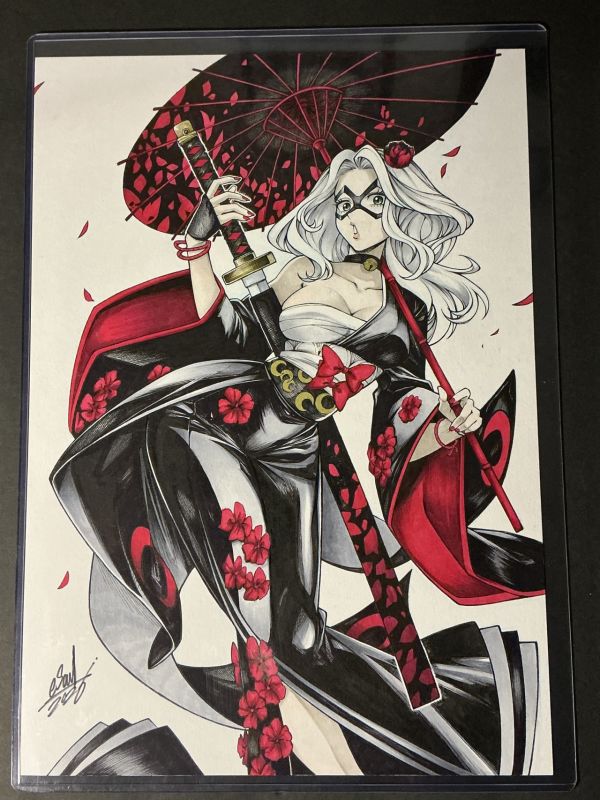 Image for Black Cat Kimono by Ruby Ling 11x17