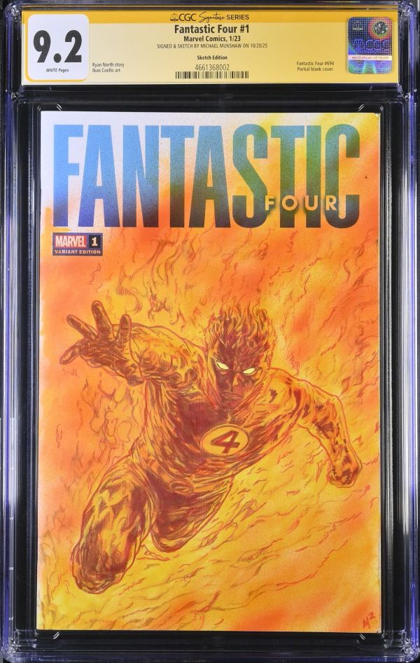 Image for Fantastic Four #1 CGC 9.2 Signed & Sketched by Michael Munshaw