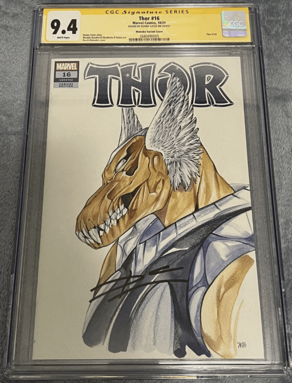 Image for THOR #16 PEACH MOMOKO SIGNED CGC 9.4 SS MARVEL ANIME VARIANT DAMAGED SLAB
