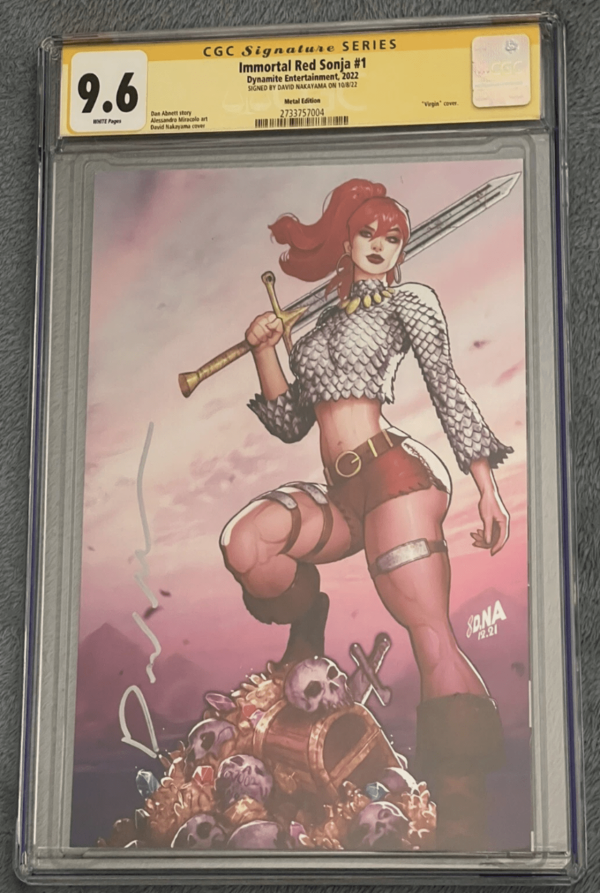 Image for IMMORTAL RED SONJA 1 VIRGIN METAL CGC SS 9.6 DAVID NAKAYAMA DNA SIGNED DYNAMITE